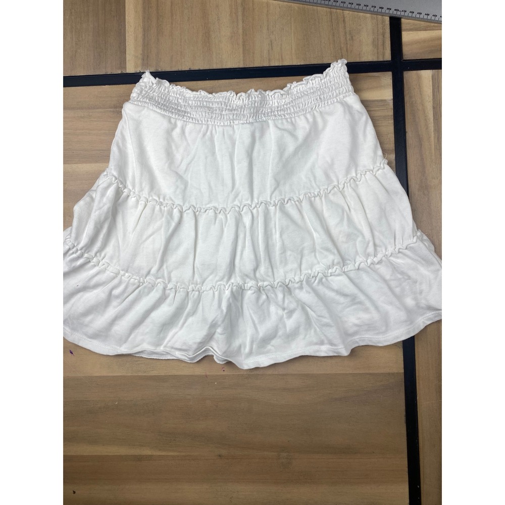 Limited Too Tiered Skirt Smocked Waist Ruffle Hem White Girls Size 12